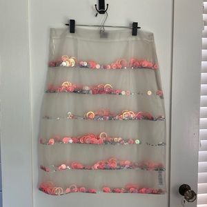 ASOS Sheer White Sequin Skirt Size 14